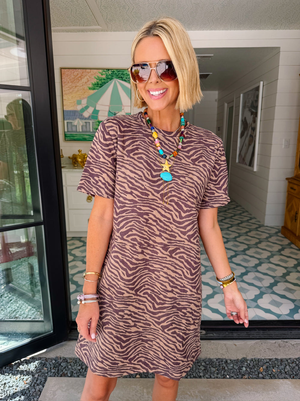 ZARA ZEBRA SUEDE SHIFT DRESS
