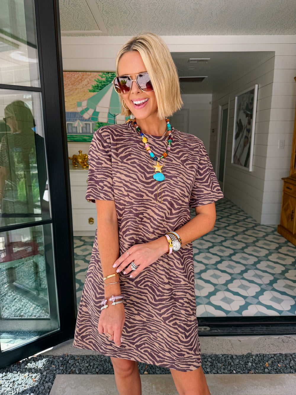 ZARA ZEBRA SUEDE SHIFT DRESS