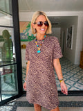 ZARA ZEBRA SUEDE SHIFT DRESS