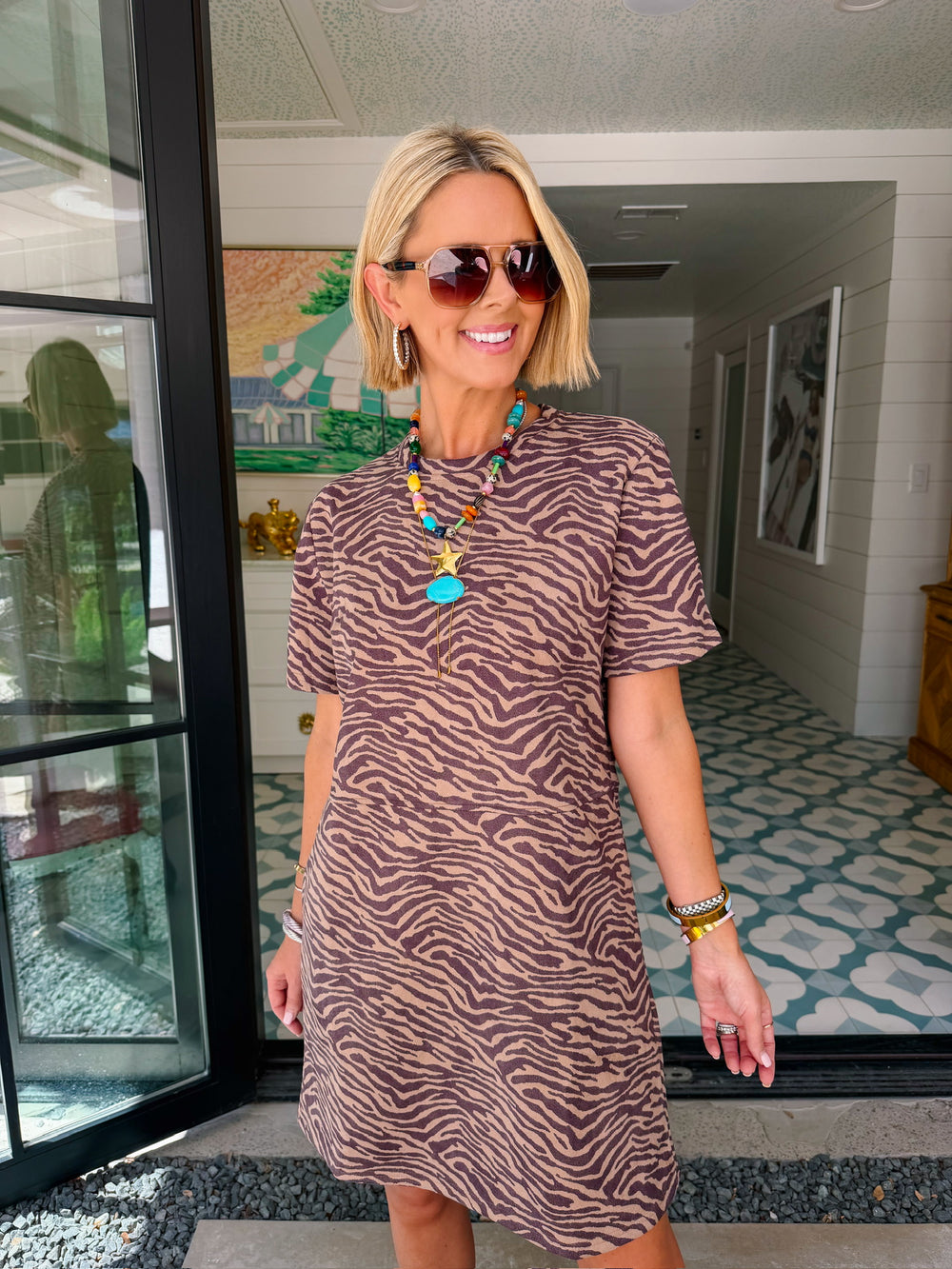 ZARA ZEBRA SUEDE SHIFT DRESS