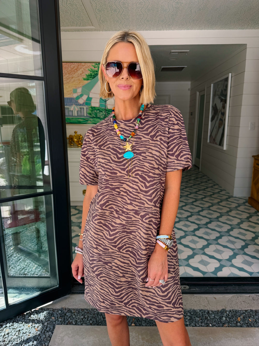 ZARA ZEBRA SUEDE SHIFT DRESS
