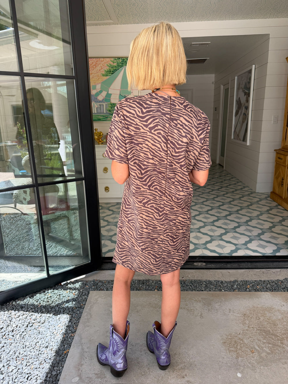 ZARA ZEBRA SUEDE SHIFT DRESS