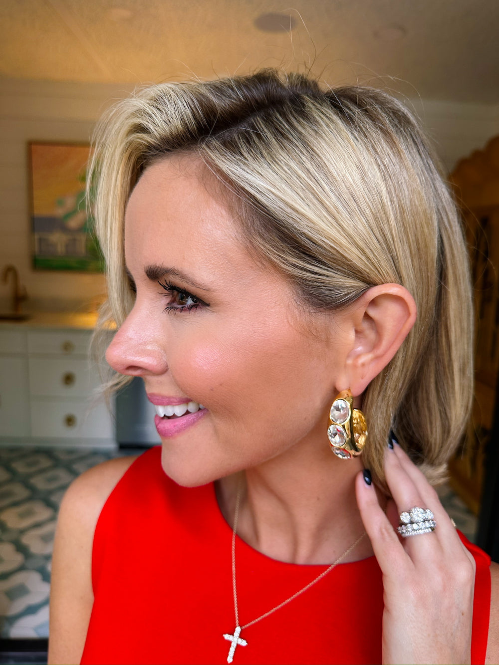 ARCHER JEWEL HALF HOOP EARRINGS