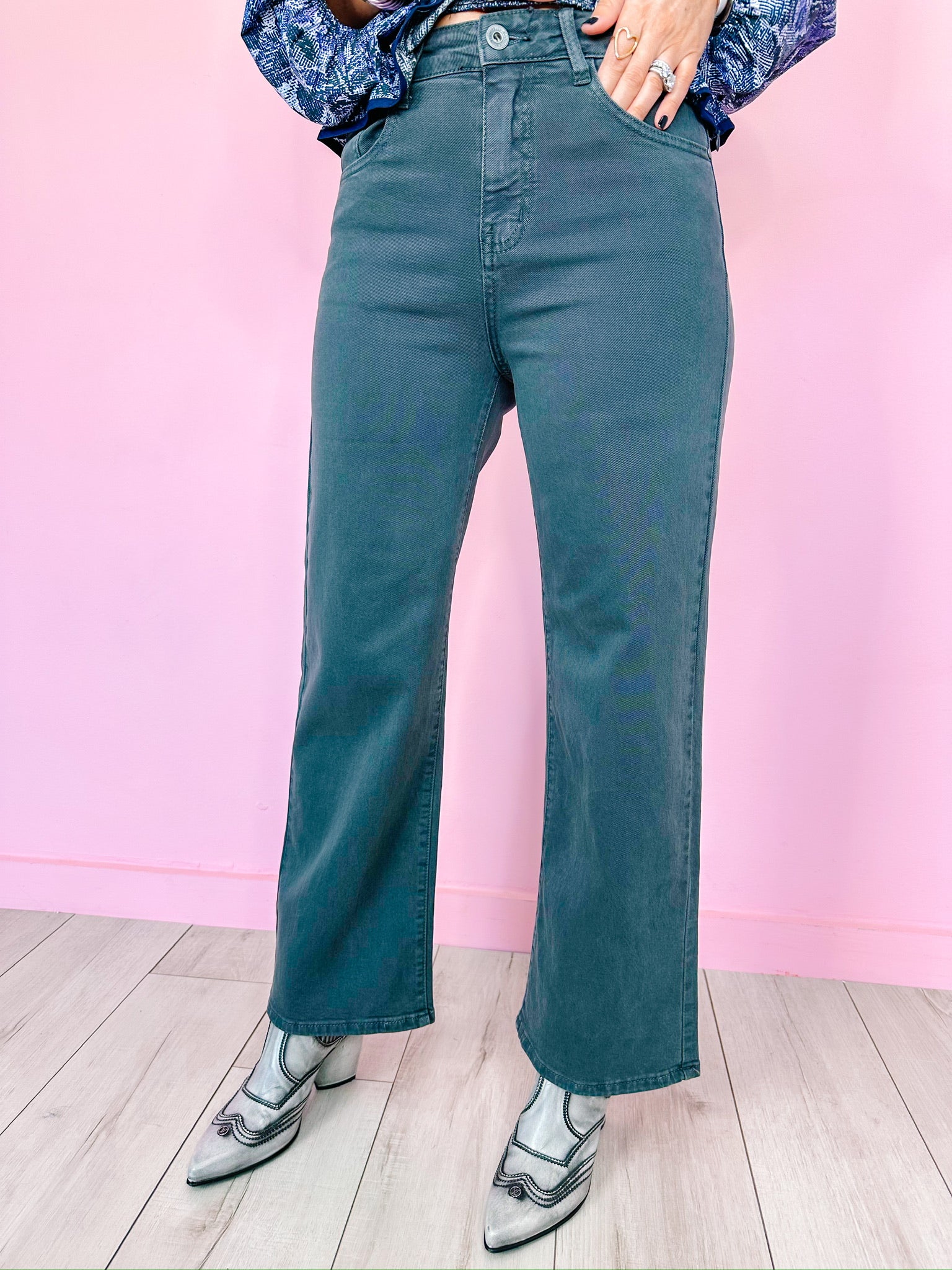 CAM CROPPED WIDE LEG JEAN - GREY