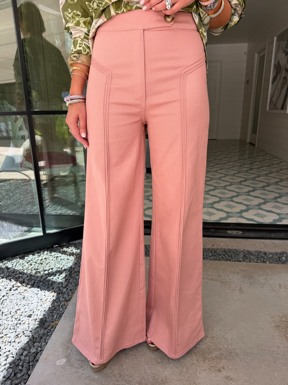 ANGELA HIGH RISE TRI SEAM FLARE JEANS - BLUSH