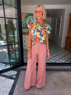 ANGELA HIGH RISE TRI SEAM FLARE JEANS - BLUSH