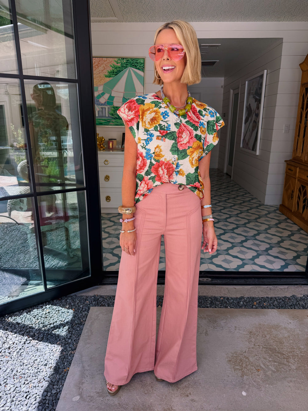 ANGELA HIGH RISE TRI SEAM FLARE JEANS - BLUSH