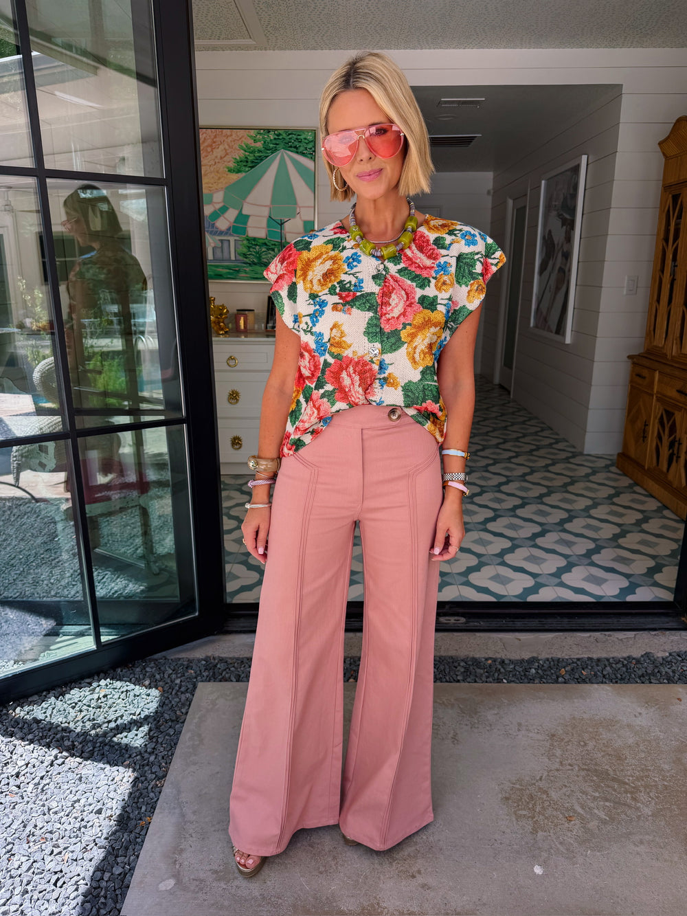 ANGELA HIGH RISE TRI SEAM FLARE JEANS - BLUSH