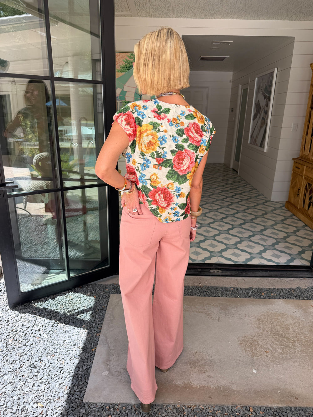 WORTH KEEPING FLORAL TAPESTRY KNIT TOP