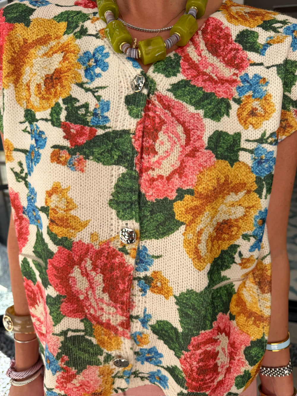 WORTH KEEPING FLORAL TAPESTRY KNIT TOP