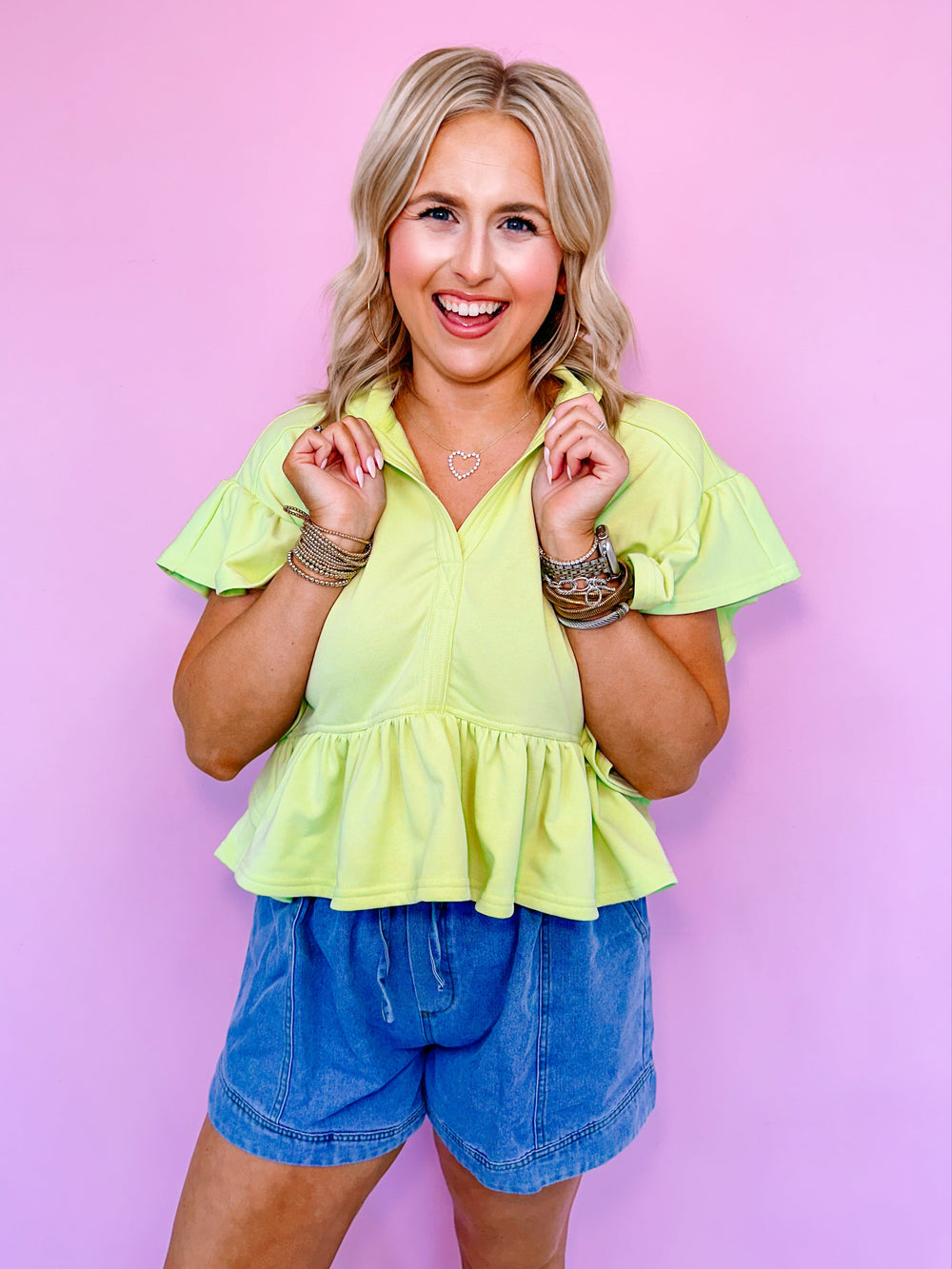 RAINEY RUFFLE TRIM HOODIE - GREEN