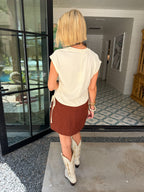 LESS IS MORE SIDE TIE TOP - CREAM