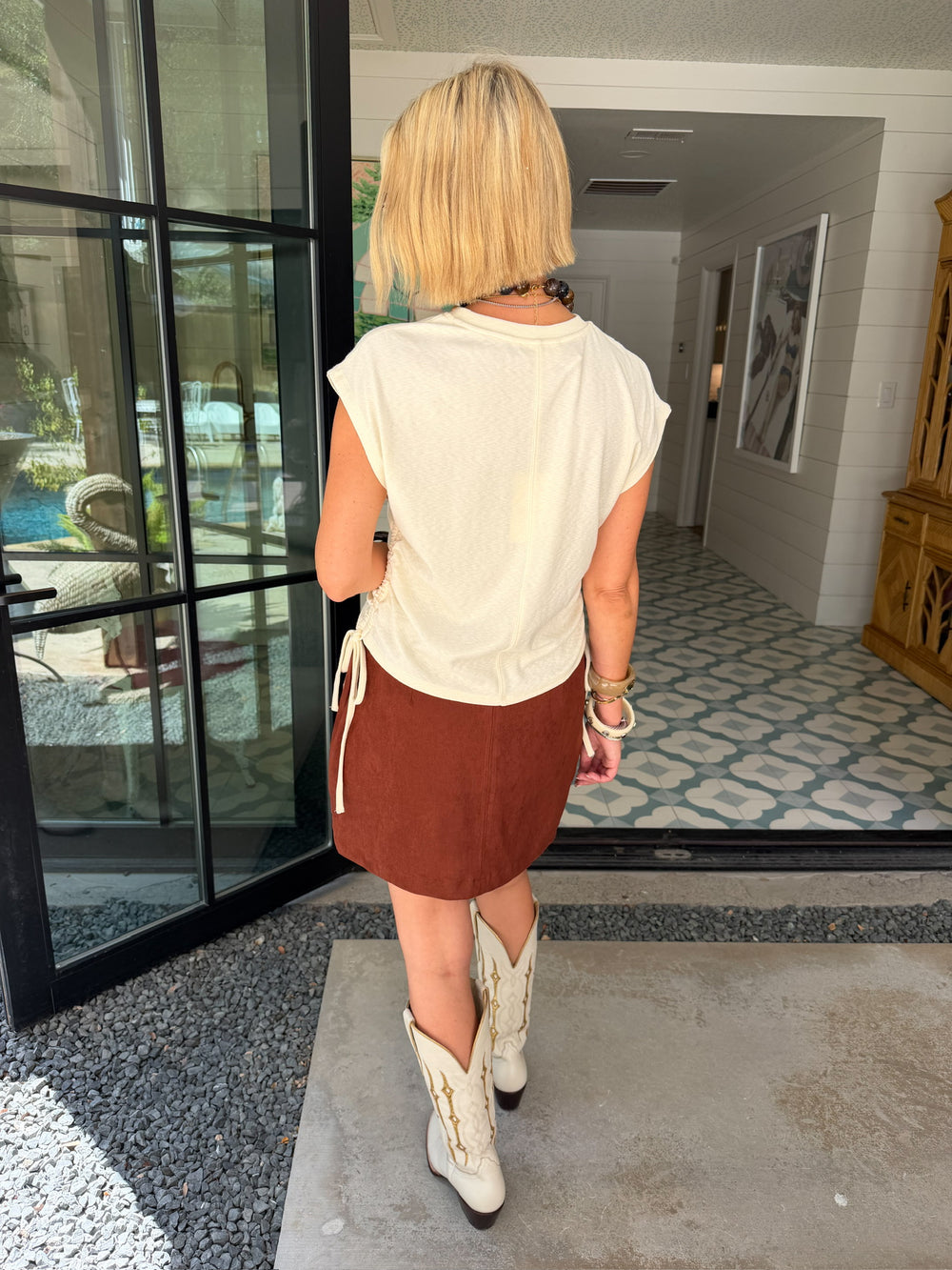 LESS IS MORE SIDE TIE TOP - CREAM