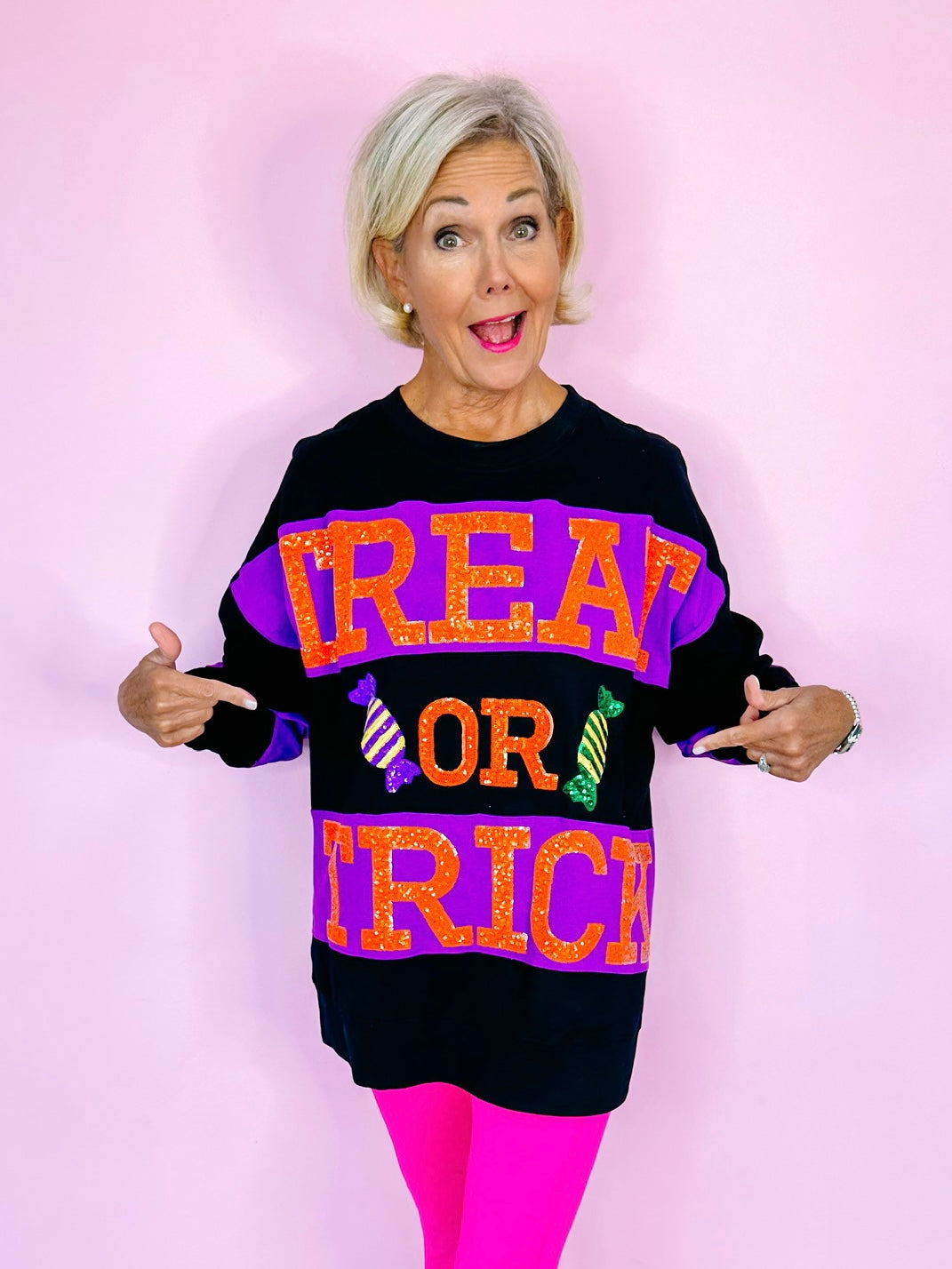 TRICK OR TREAT LONG SLEEVE TOP - BLACK