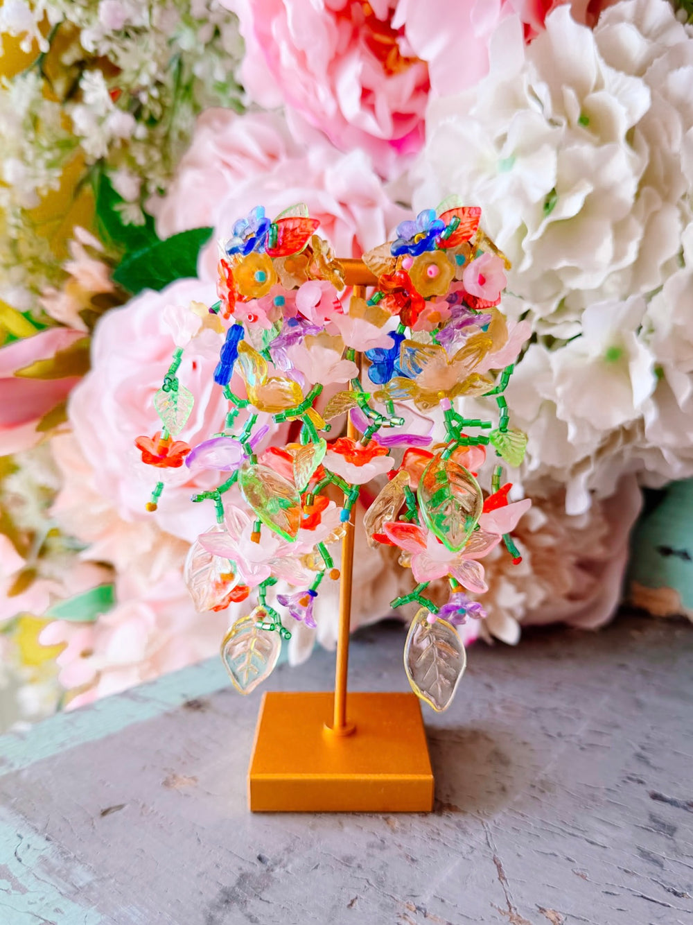 ALICIA ACRYLIC FLORAL BRANCH EARRINGS