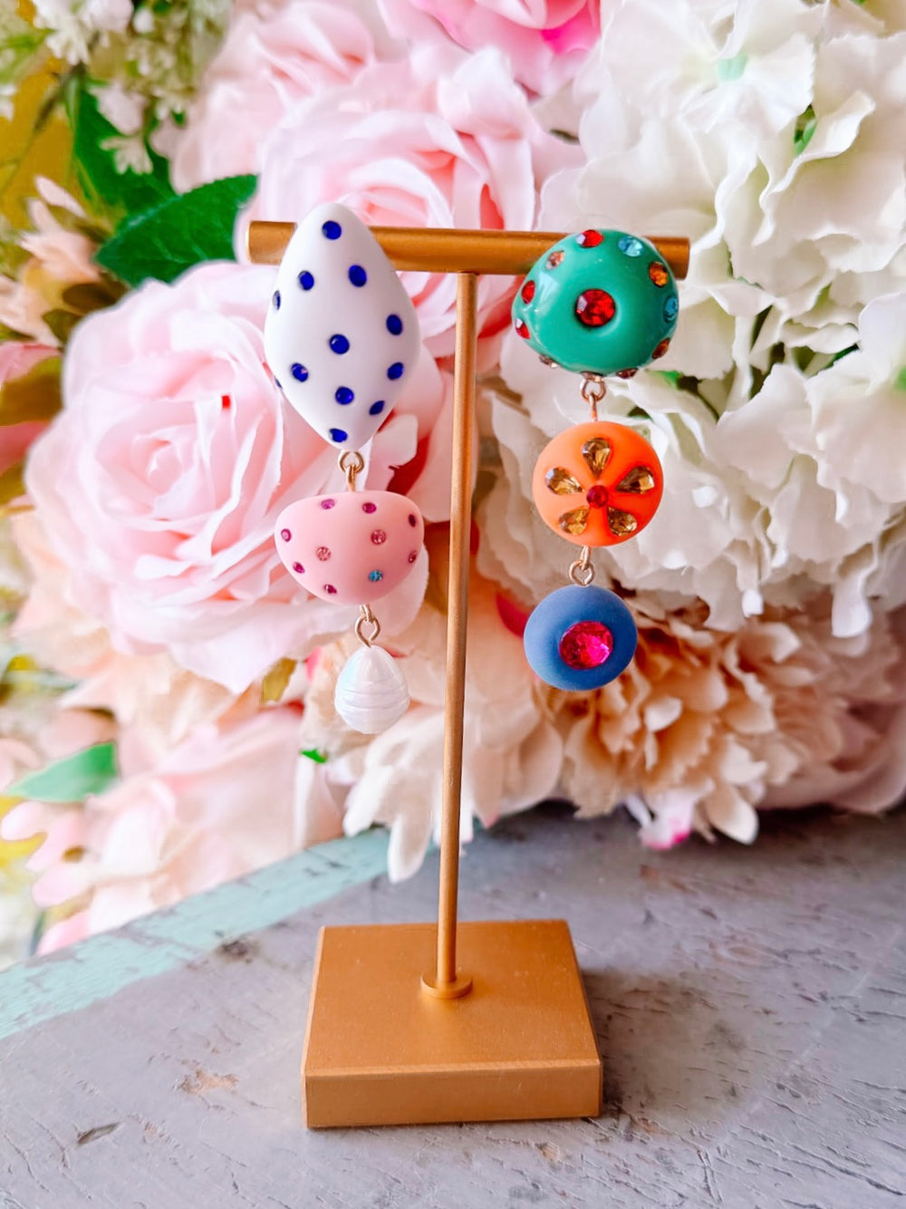 ANNIE ASYMMETRICAL CANDY DROP EARRINGS