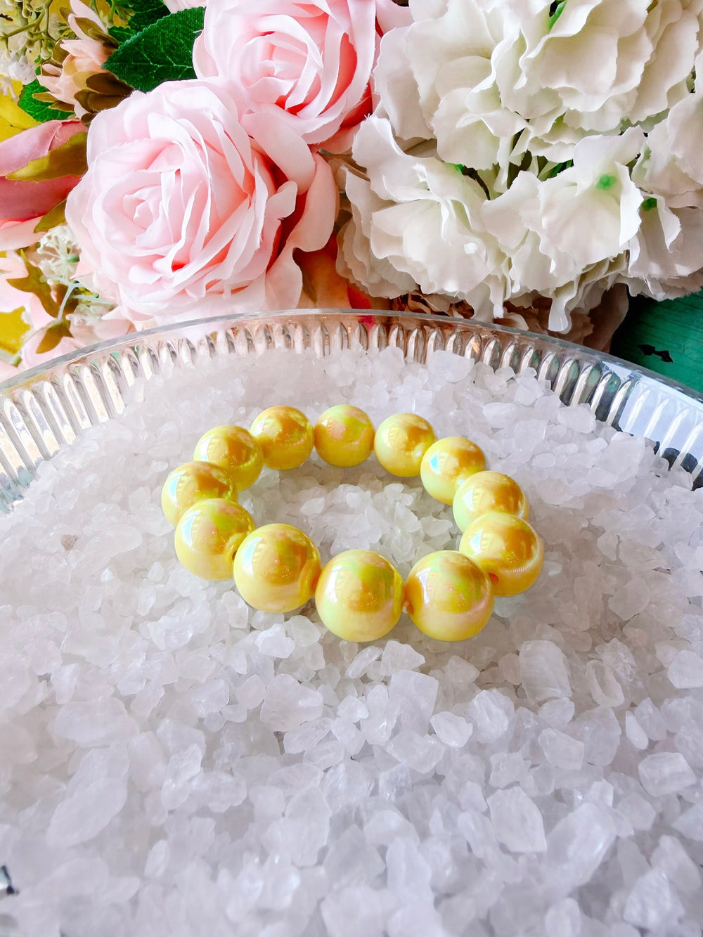 BIANCA HOLOGRAPHIC BEADED BRACELET - YELLOW
