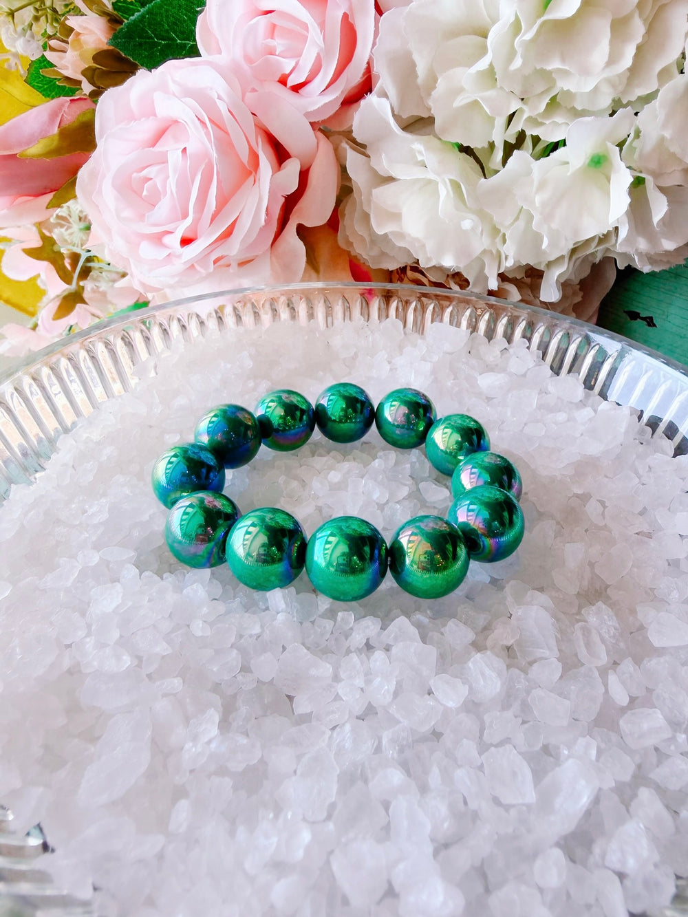 BIANCA HOLOGRAPHIC BEADED BRACELET - GREEN