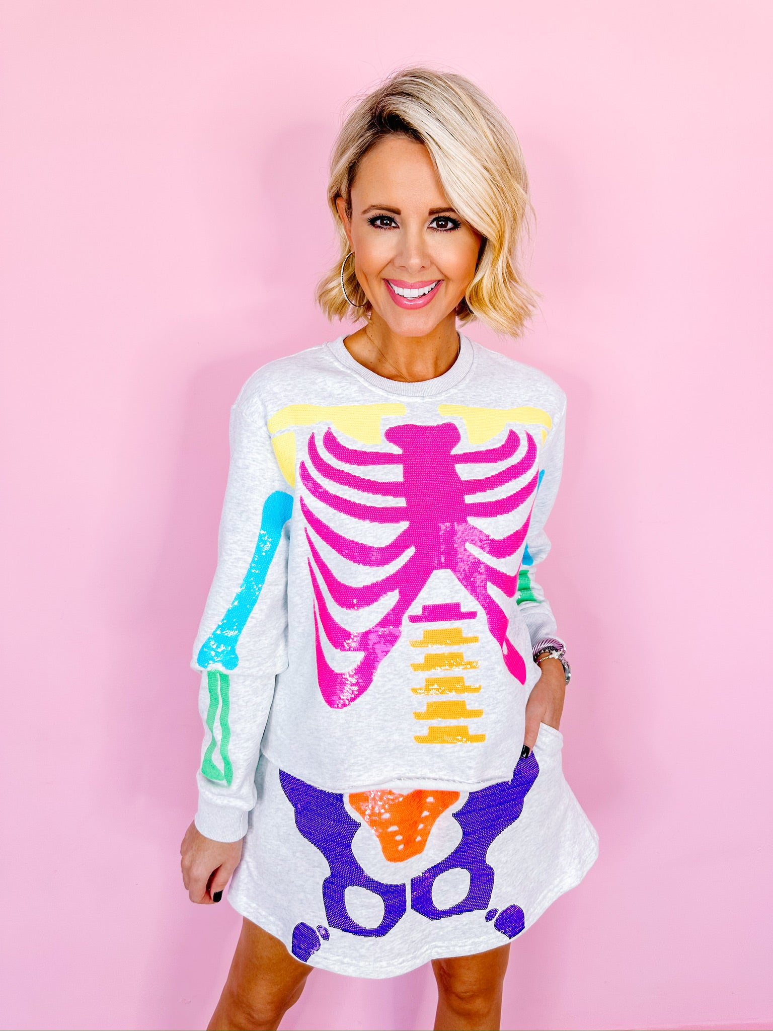 NEON SKELETON SKORT - GREY