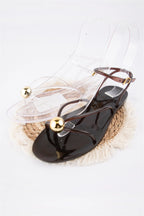 GABBY GOLD BEAD SANDAL - BROWN