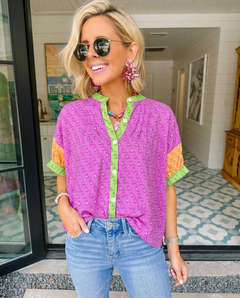LITTLE BIRDIE COLORBLOCK TOP - PINK