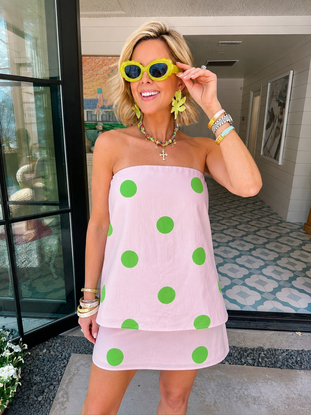 LOST IN THE DOTS SKIRT SET - PINK