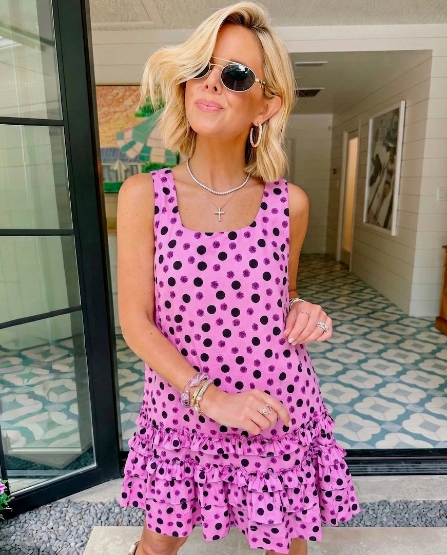 PERFECT PAIR OF PETALS POLKA DOT DRESS - PINK