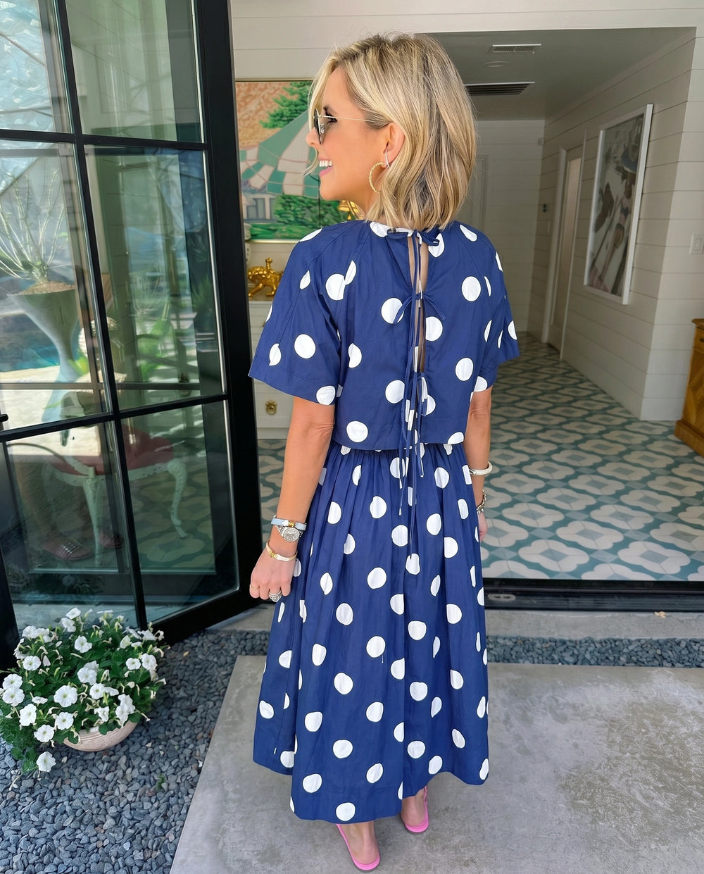 PRECISELY RIGHT POLKA DOT MIDI SKIRT SET - NAVY