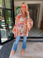 LILY GARDEN ROUND UP SILKY BUTTON UP TOP