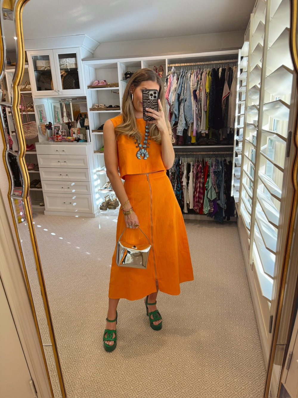 PREORDER SUNSHINE GETAWAY ZIPPER SKIRT SET - ORANGE