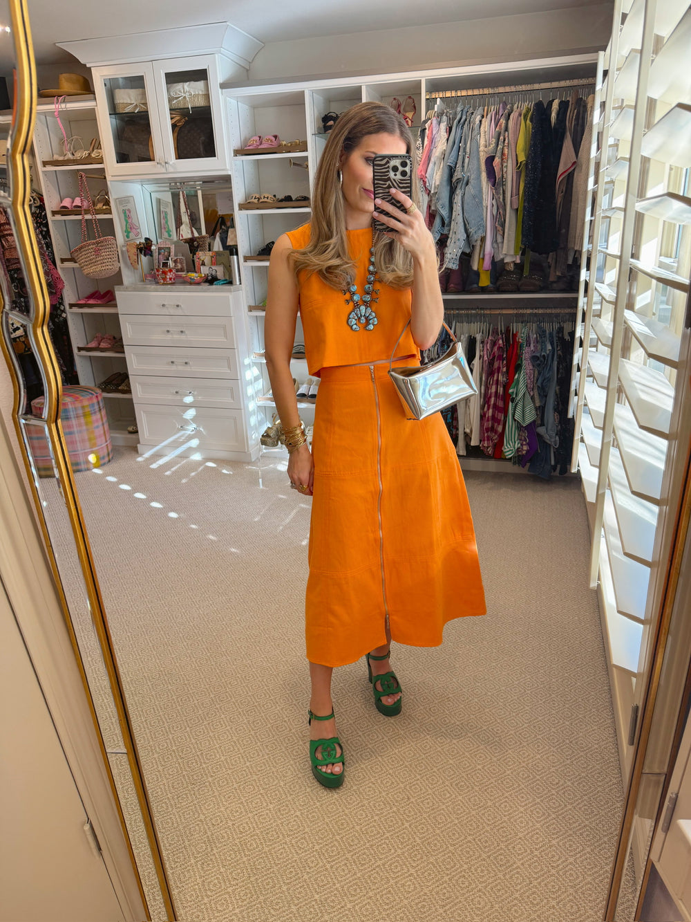 PREORDER SUNSHINE GETAWAY ZIPPER SKIRT SET - ORANGE