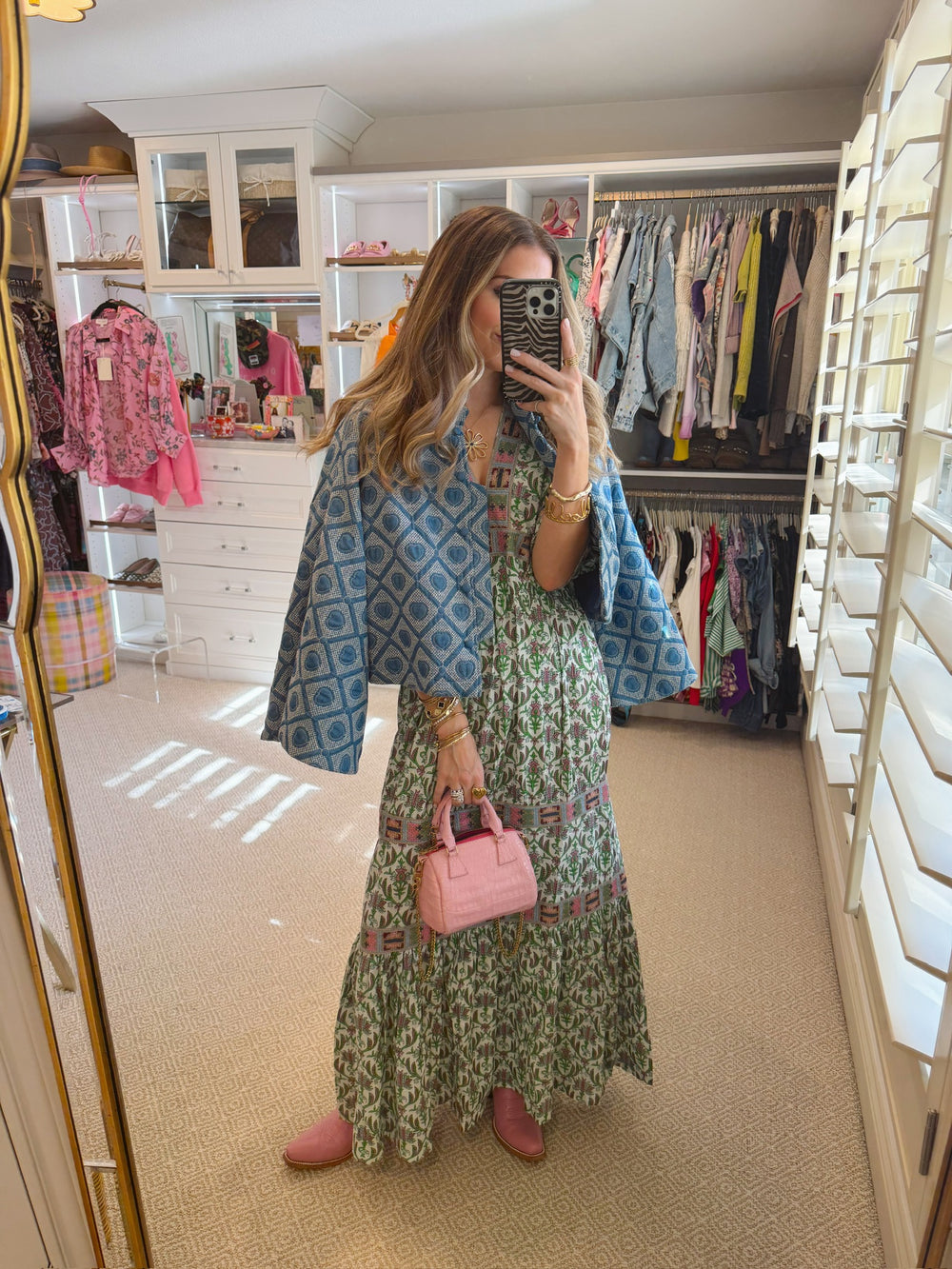 PREORDER CARMEN FLORAL VINES MIDI DRESS - GREEN