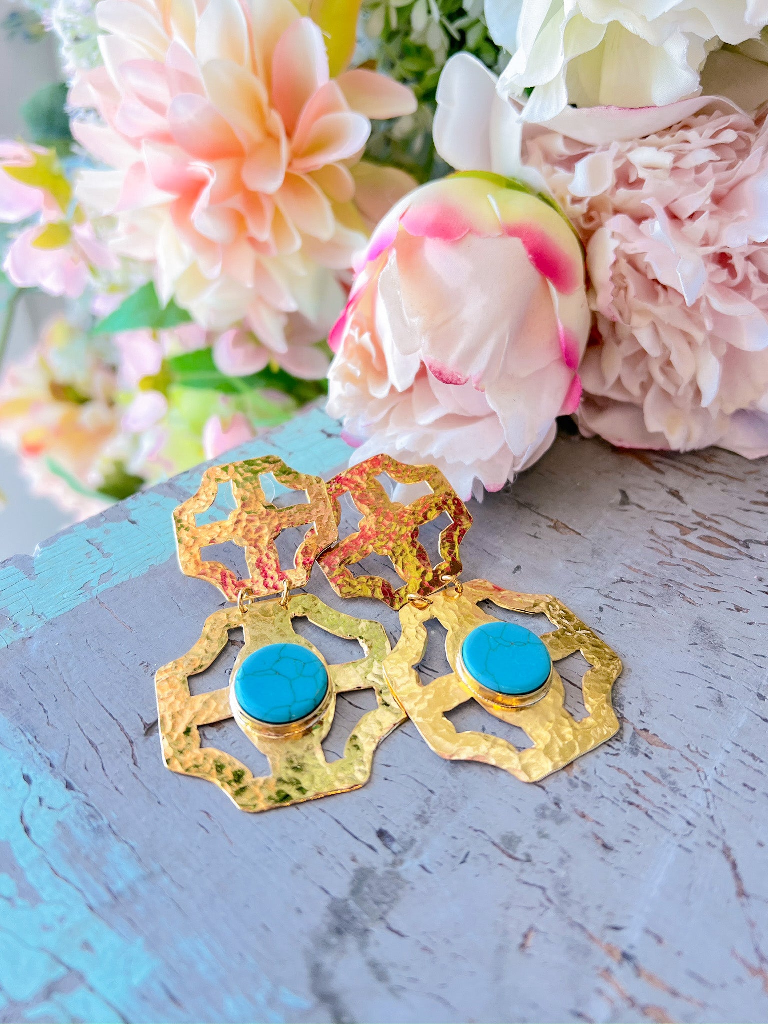 STACEY TURQUOISE GOLD EARRING