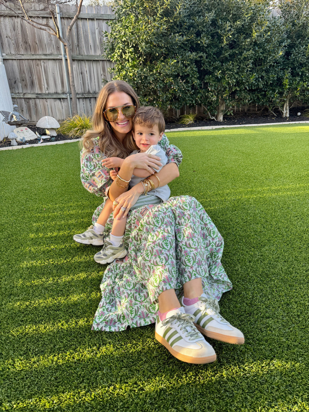 PREORDER CARMEN FLORAL VINES MIDI DRESS - GREEN