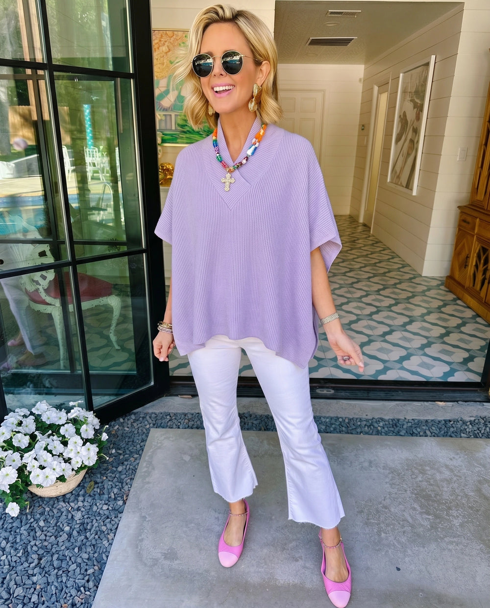 PAULINA KNIT PONCHO - PURPLE
