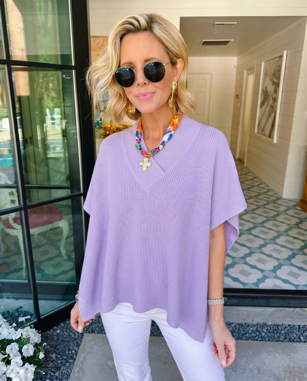 PAULINA KNIT PONCHO - PURPLE