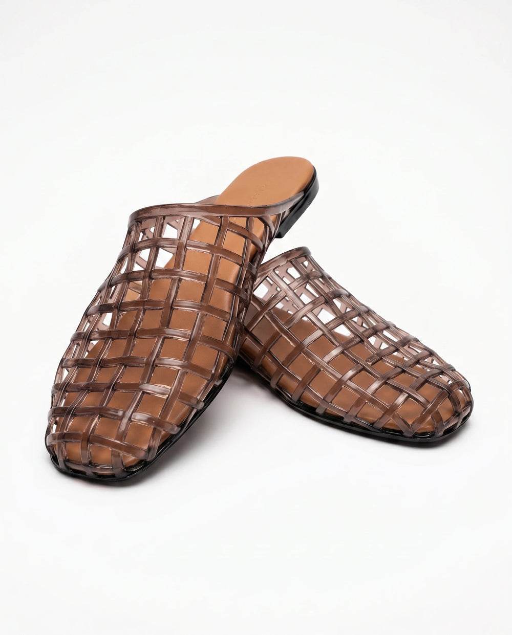 GINA JELLY BASKET MULE SANDAL - BROWN
