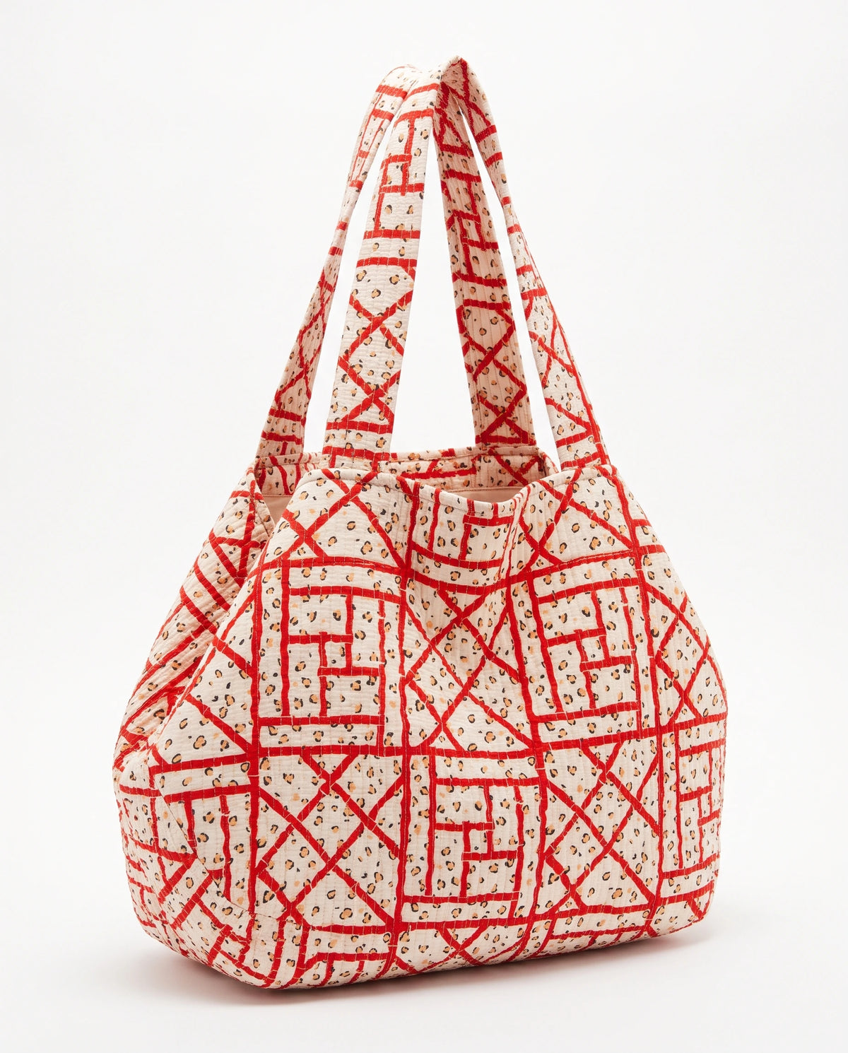 BARBARA BAMBOO BOWLER TOTE BAG - RED