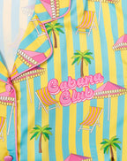 CABANA CLUB SHORT SLEEVE PAJAMA PANT SET - BLUE/YELLOW