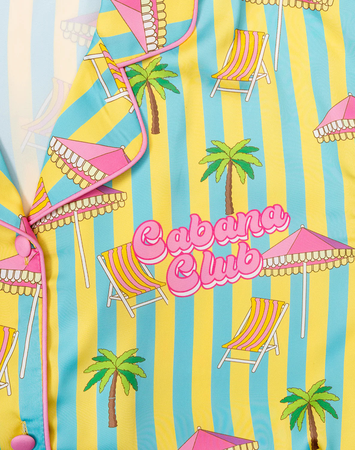 CABANA CLUB SHORT SLEEVE PAJAMA PANT SET - BLUE/YELLOW