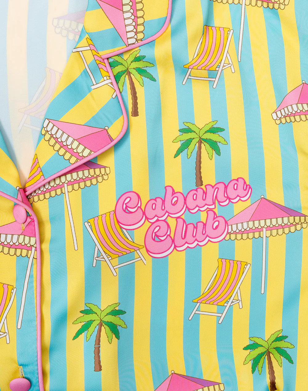 CABANA CLUB SHORT SLEEVE PAJAMA PANT SET - BLUE/YELLOW