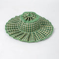 KATHY PLEATED STRAW SUN HAT - GREEN PLAID