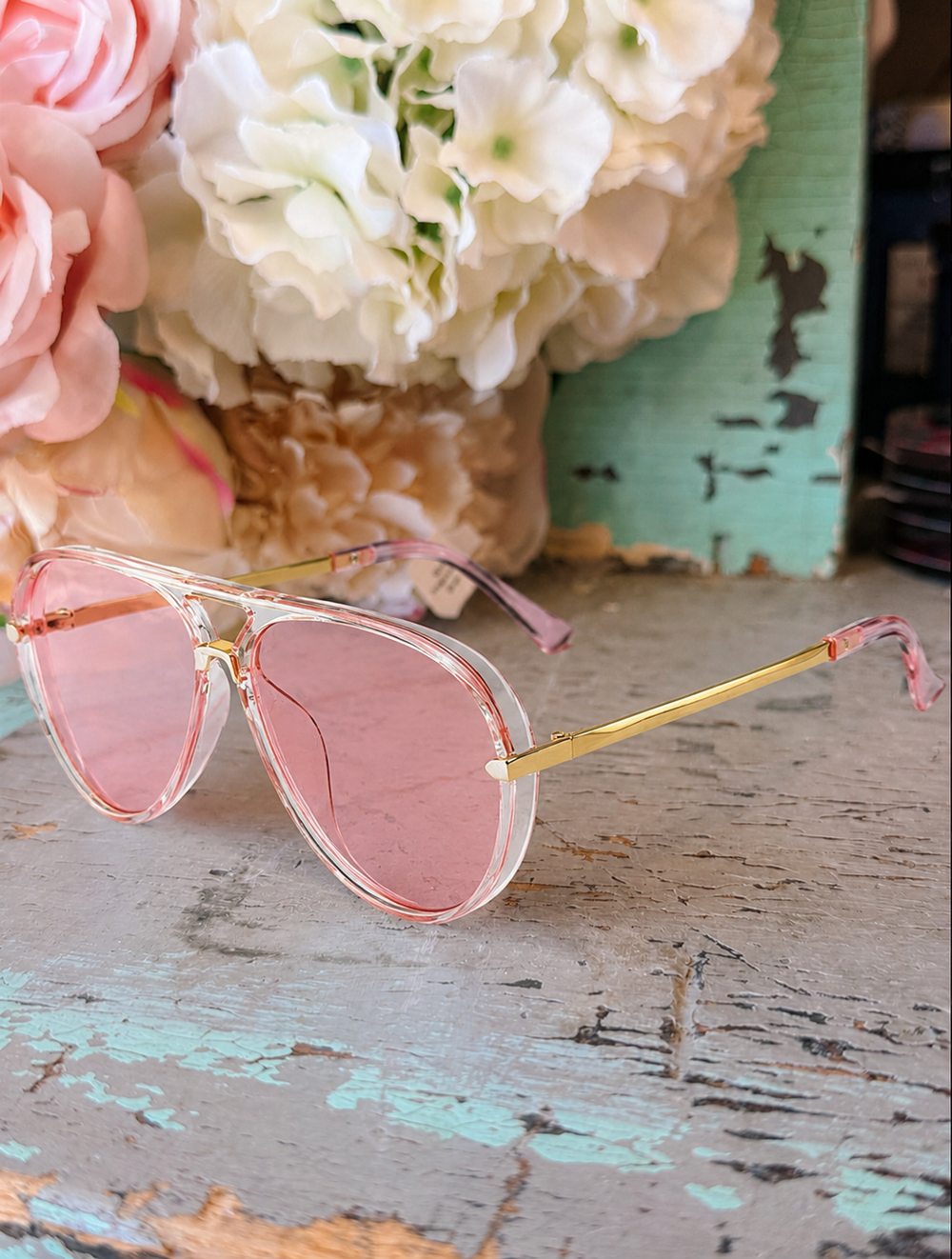 OLIVIA OVERSIZED AVIATOR SUNGLASSES - PINK