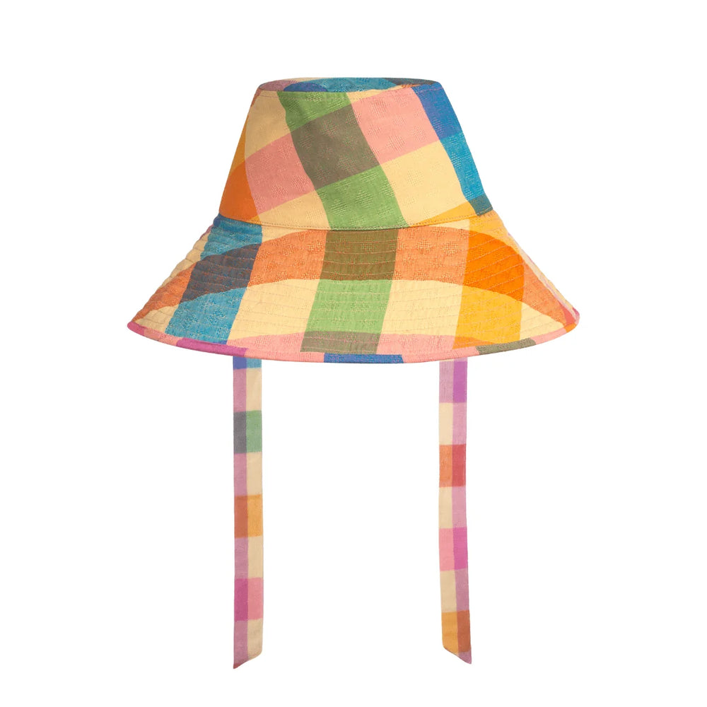 RAINBOW PLAID BEACHY BUCKET HAT